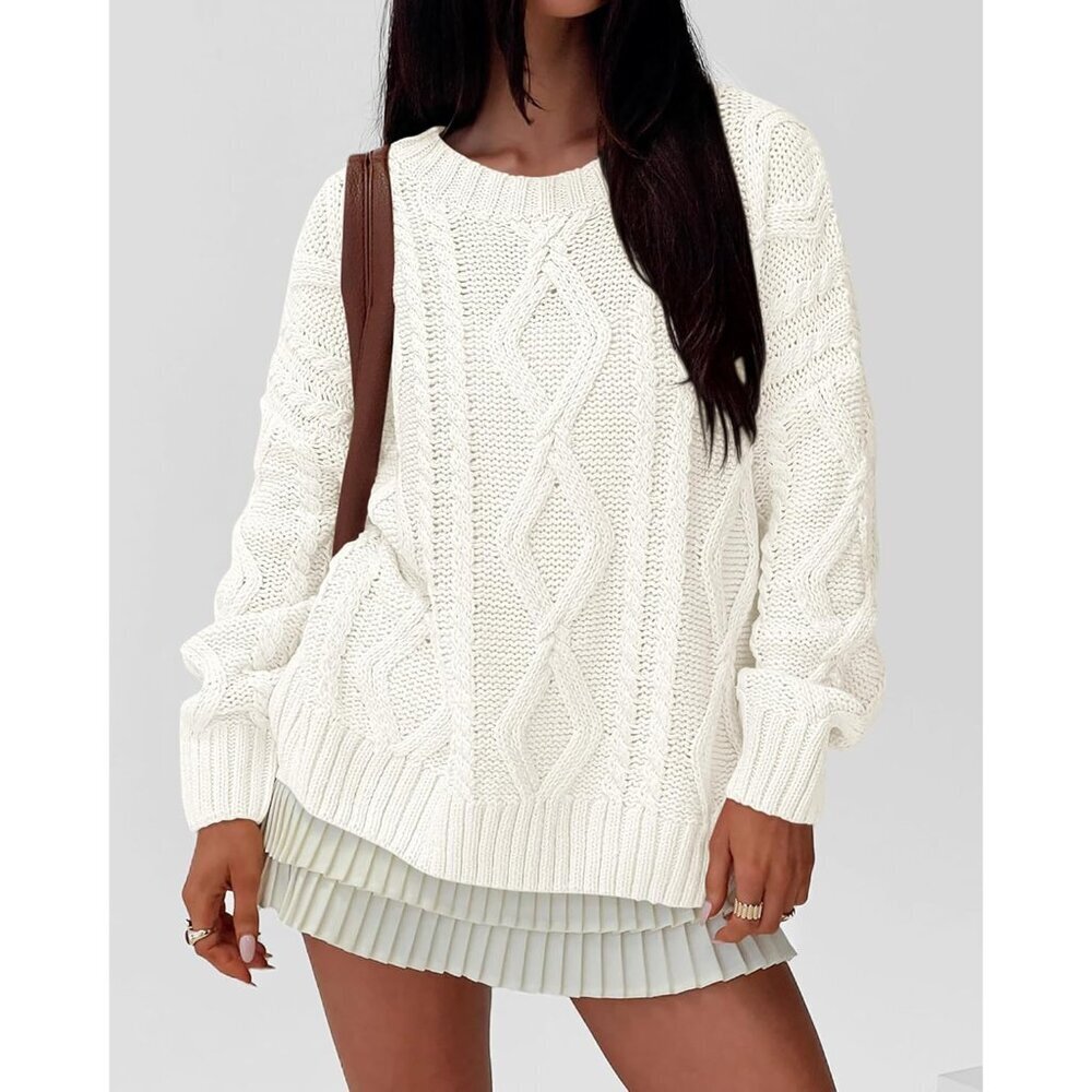 Women Long Sleeve Sweater Ribbed Knit Crewneck Fall Casual Cozy Pullover - Picture 3 of 6